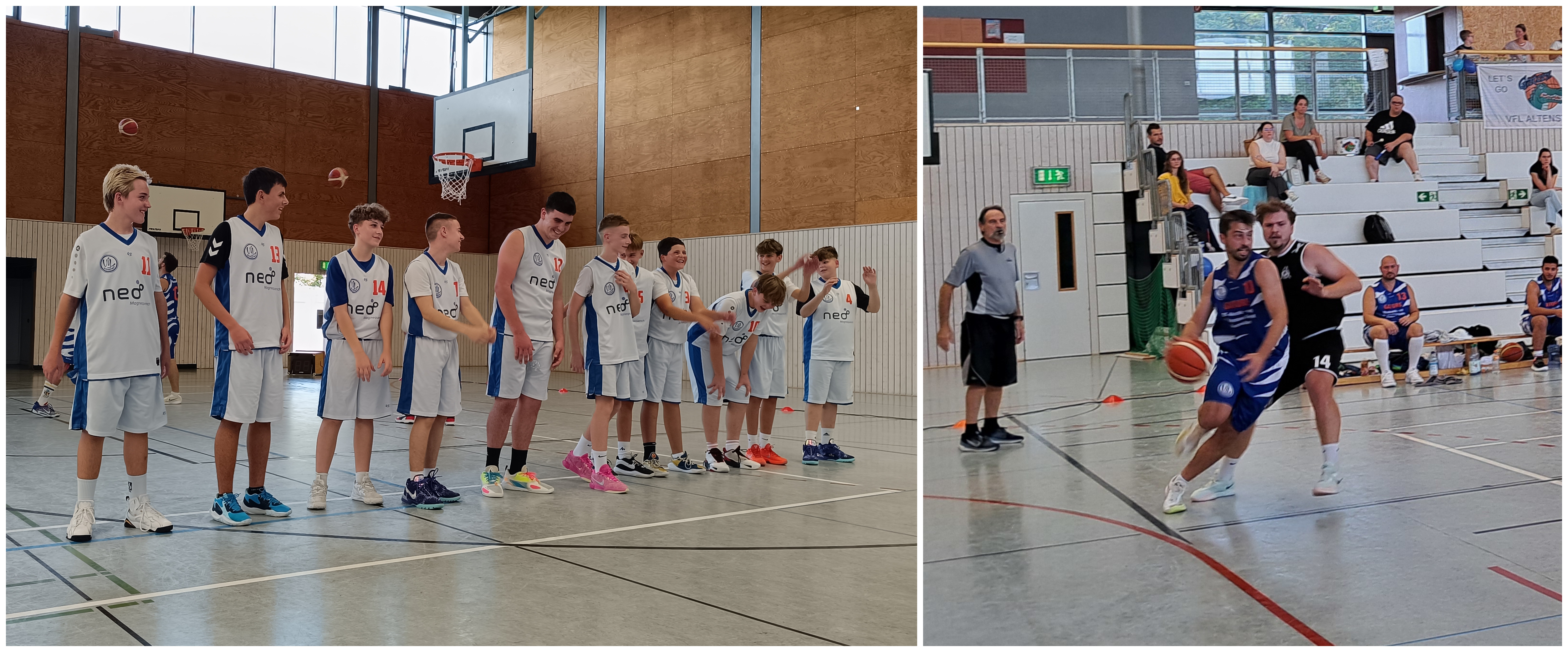 Li.: U16 mit zweitem Sieg, Re.: Tim Bechtold (blau) mit starken 16 Punkten