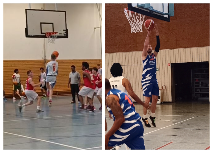 Li.: U16: Felix Loroch mit Saisonbestleistung 26 Pkt., R.: Herren: Jakob Schriever steuert 20 Pkt. bei
